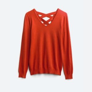 Love Ellie Mia Back Detail Pullover - Orange Mid Weight Sweater